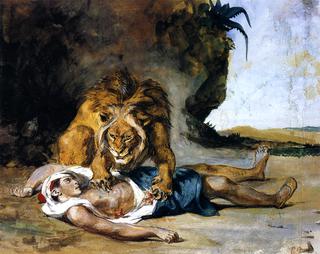 Lion Mauling a Dead Arab