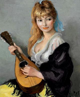 Young woman with a mandolin