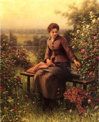 Seated Girl with Flowers