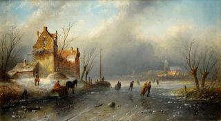 Winter landscape with river