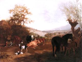 Geneva Landscape with Horses and Cows