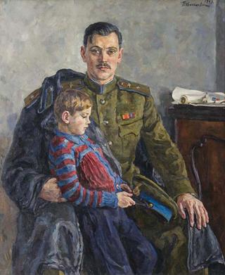 Portrait of Poet Sergei Mikhalkov with his son