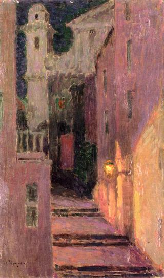 Street to the Church in the Moonlight, Villafranche-sur-Mer