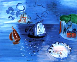 Composition, Boats, Shell on the bay of Sainte-Adresse