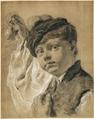 Boy Holding a Pear