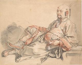 穿着中国服装，躺着的男人