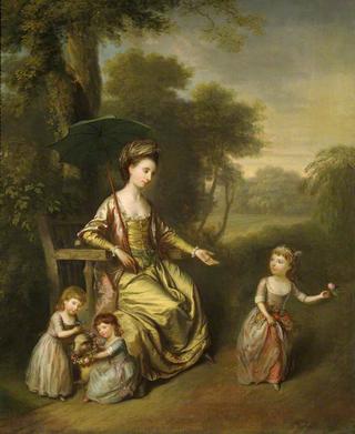 Charlotte Newcomen with Her Daughters Jane, Teresa and Charlotte in a Garden