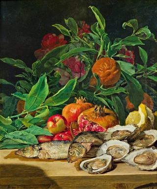 Still Life with Oysters, Fish and Exotic Fruit