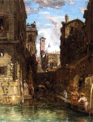 A Side Canal in Cannaregio, Looking towards The Church of San Geremia