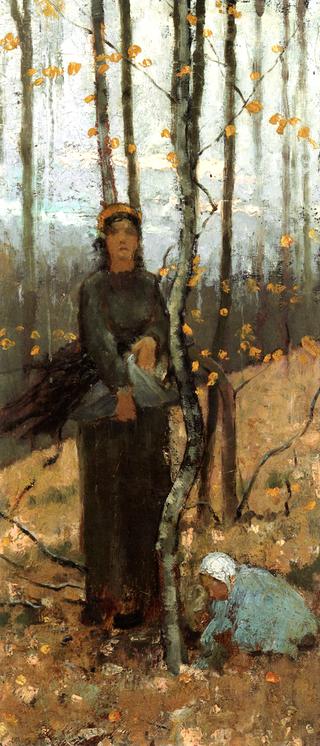 Woman and Child in a Wooded Landscape