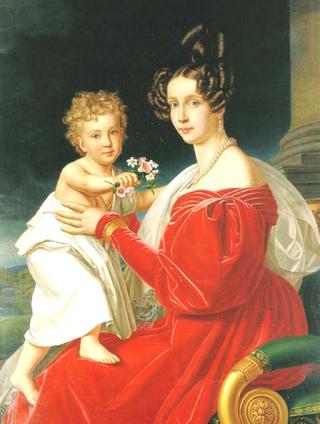 Princess Sophie of Bavaria with her son, Franz Joseph, later Empe