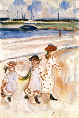 Three Small Girls on the Beach