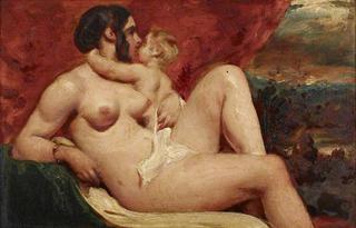 A Female Nude Embraced by a Small Child