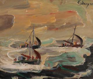 Fishing Boats in Rough Sea