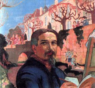 Self-Portrait with his Family in Front of Their House