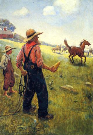 Farmer Catching Horses