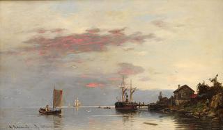 Fjord landscape with boats