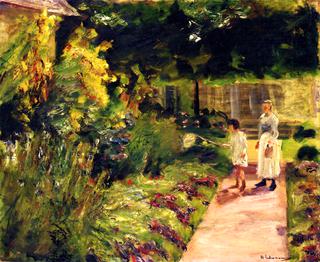 The Granddaughter of the Artist with Her Nanny in the Kitchen Garden in Wannsee