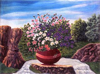 Japanese Anemones in a Landscape