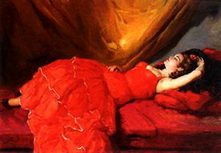 Mujer de vestido rojo