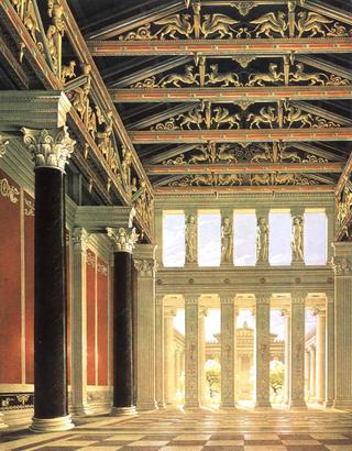 Inner view of the reception hall on the Acropolis in Athens