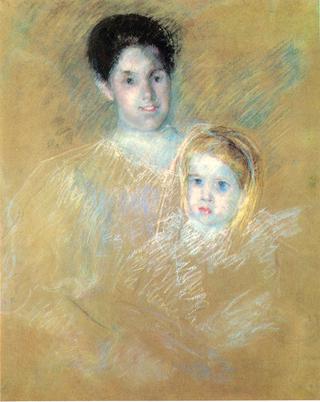 Smiling Mother with Sober-Faced Child