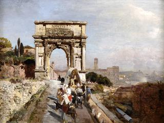 Passing through the Arch of Titus on the Via Sacra, Rome