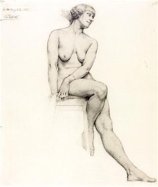 Full Length Seated Female Nude, Three Quarter View