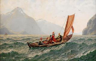 Fjord with Sailing Boat