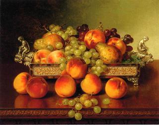 Still Life with Peaches and a Silver Dish