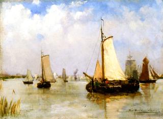 Sailing Boats on a River