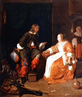 A Woman Offering a Glass of Wine to a Man