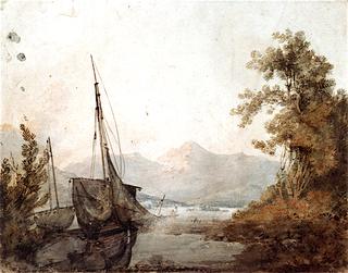 River Landscape with Distant Mountains