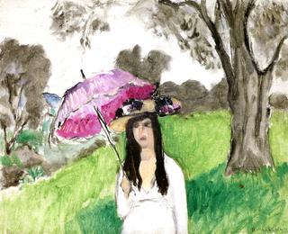 Woman with Pink Umbrella