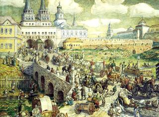 Voskresensky Bridge in Moscow, XVIII Century