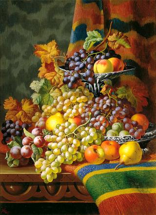 Still Life with Grapes on a Ledge