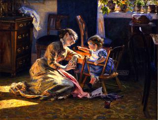 Sunshine in the LIving Room, The Artist's Wife and Child