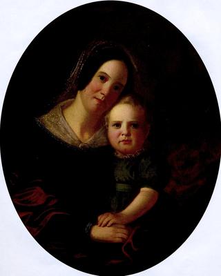 Mrs. George Caleb Bingham (Sarah Elizabeth Hutchinson) and Son Newton