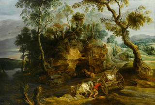 Landscape with Cart Crossing a River