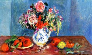 Bouquet of Flowers, Plate of Fruit