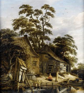 Cottage on a River with Figures