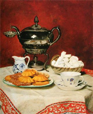 Still life with Tea, Sugar, and Biscuits
