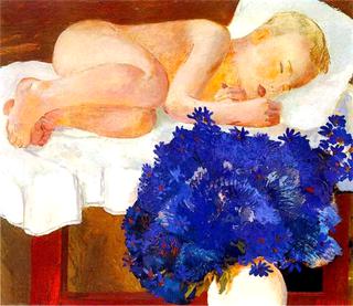 Sleeping Boy with Cornflowers