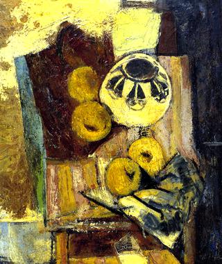 Cubist Still LIfe with Ceramic Bowl and Apples