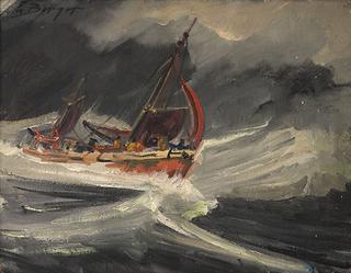 Fishing Boat in Rough Sea