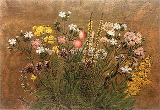 Flowerbed against a Brown Background