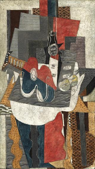 Guitar and Bottle of Marc on a Table
