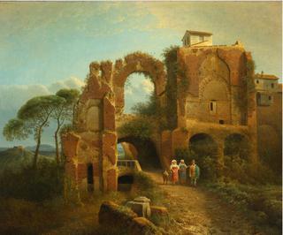 Italian Landscape with Figures and Ruins