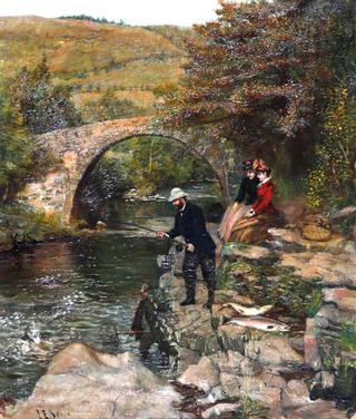 Madame Patti Watching Nicholini Landing a Salmon, Pont Pantysgallog