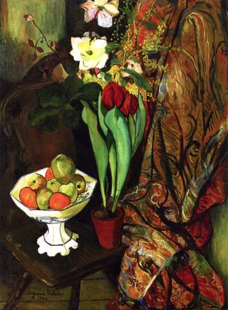 Still LIfe with Tulips and Fruit Bowl